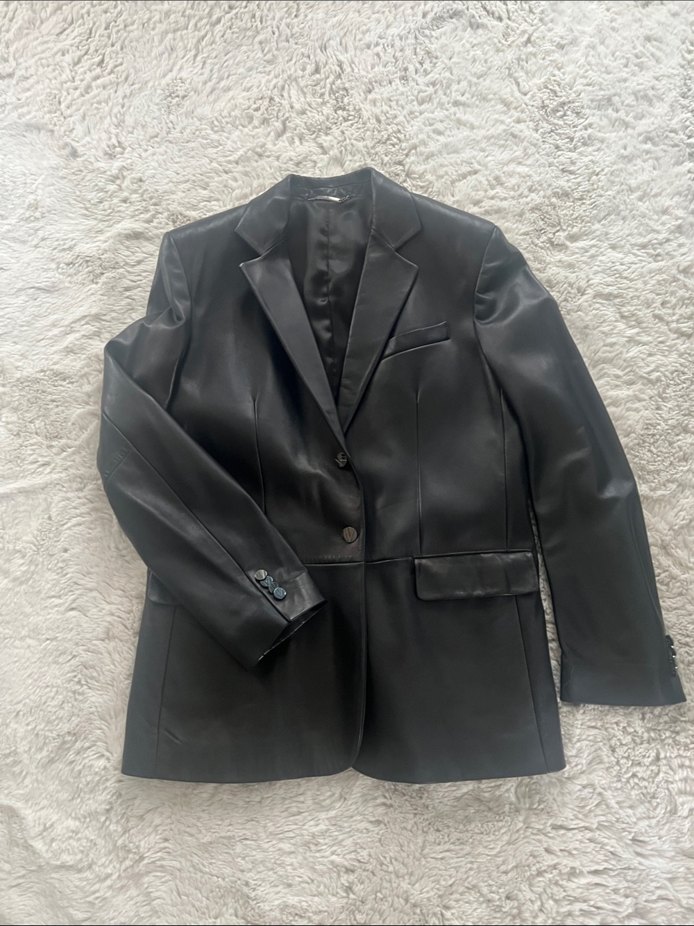 Versace Black Leather Blazer Jacket